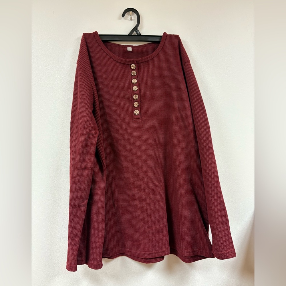 Women's Burgundy Button-Up Top